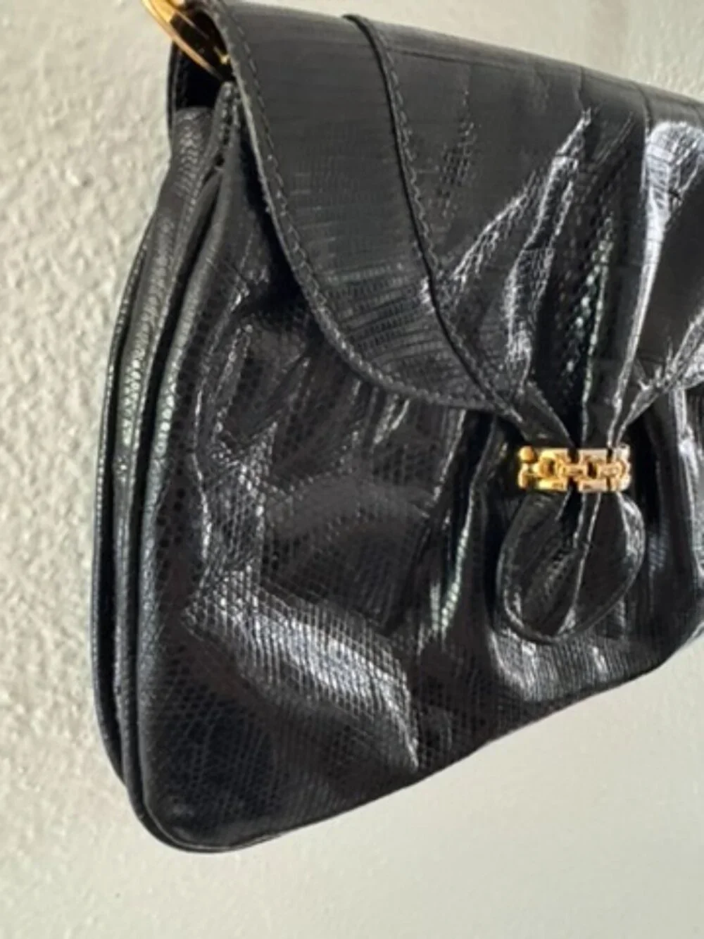 Vintage Black Evening Cross Body Bag or Clutch - Snake Print